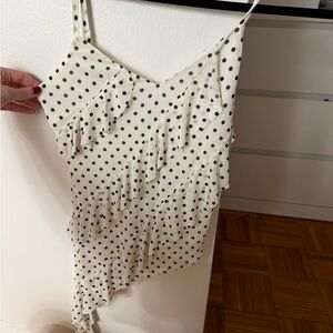 Polka Dot Spaghetti Strap Assymetrical Top